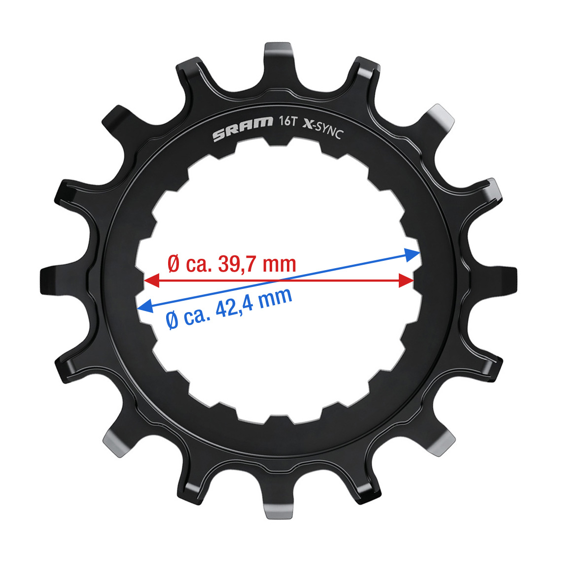 sram-ex1-x-sync-kettenblatt-bosch-e-bike-antrieb-16t-skizze SRAM EX1 X-Sync E-Bike Kettenblatt / Ritzel für Bosch 14/16/18 Zähne
