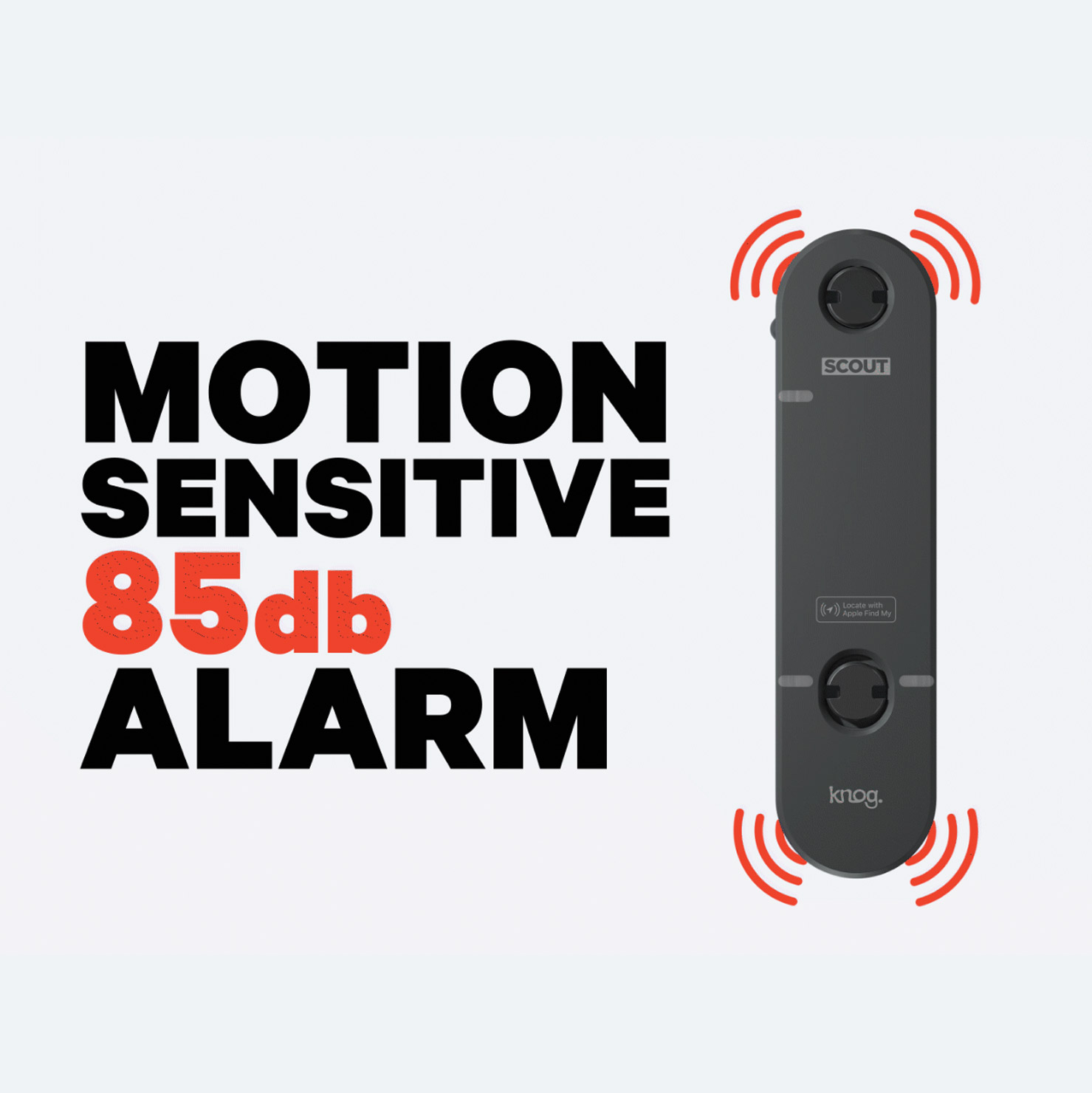 Alarme Antivol Vélo Knog Scout Avec Localisation - 85 DB, étanche IP66, Compatible Apple Find My - 25g