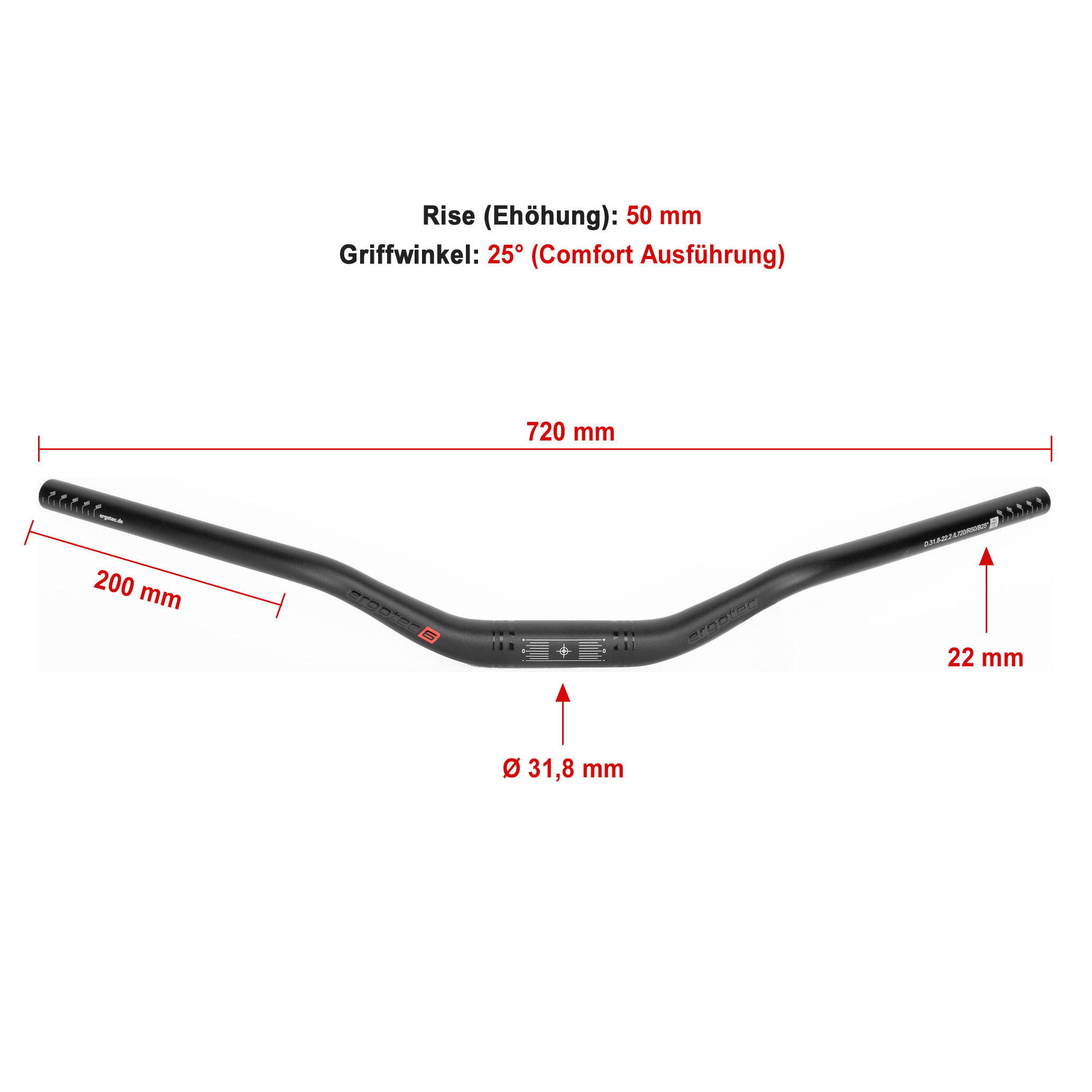 ErgoTec Flat Bar Lenker 600mm - Aluminium Lenker Für E-Bike & Trekking