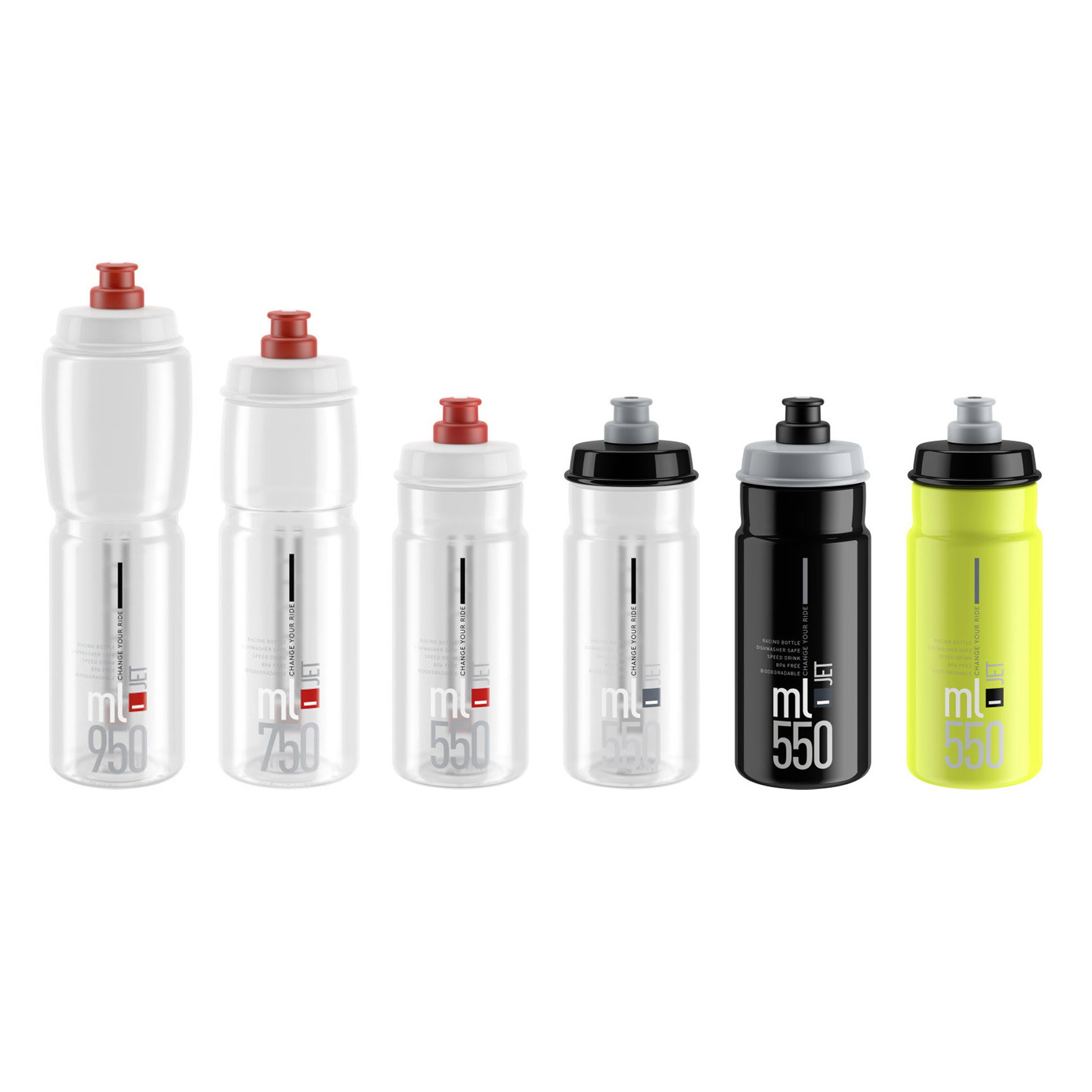 Elite Jet Bottle Bike Bottle 550/750/950ml TransparentGrau 550 ml