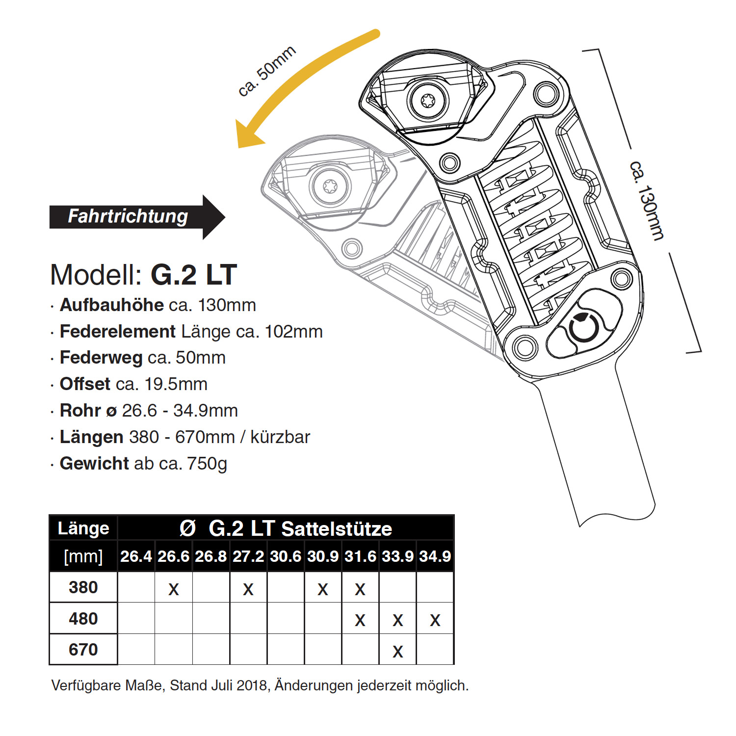 by.Schulz G.2 LT Parallelogram Supension Seat Post 27,2 mm 380 mm Extra Hard (125150 kg