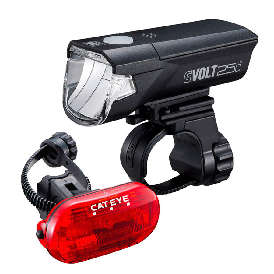Cateye Gvolt 25c LED Bike Light Set with Rear Light Omni 3G FA003522024