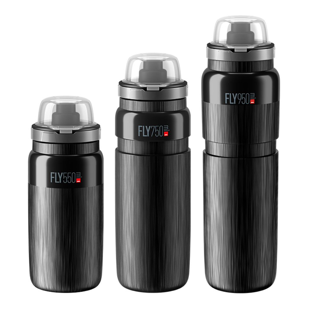 Water Bottle Pink Bidón Elite Fly MTB 950ml Transparente/gris