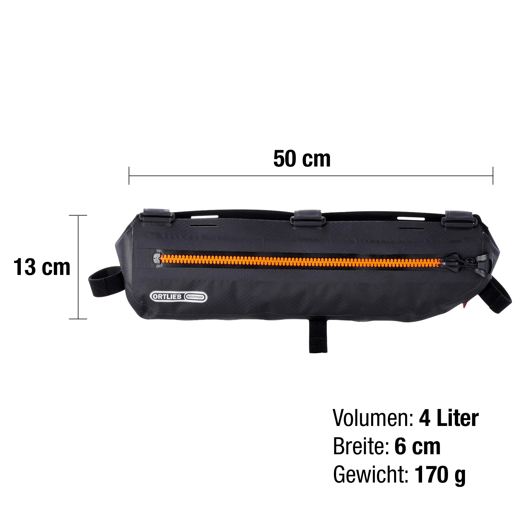 ortlieb-frame-pack-toptube-f9942-black-matt-skizze Ortlieb Frame-Pack Toptube Rahmentasche black matt 4L (50 cm)