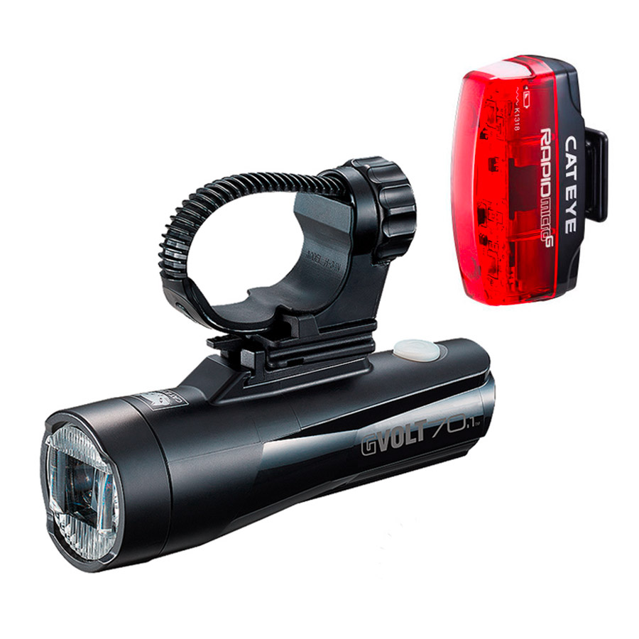 Cateye Gvolt 70.1 LED Bike Light Set with Rear Light Rapid Micro G