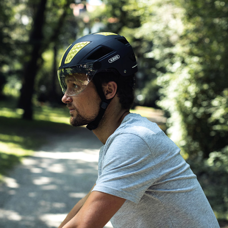 ABUS Hyban 2.0 ACE Bike Helmet with Visier Signal Yellow M 5258 cm