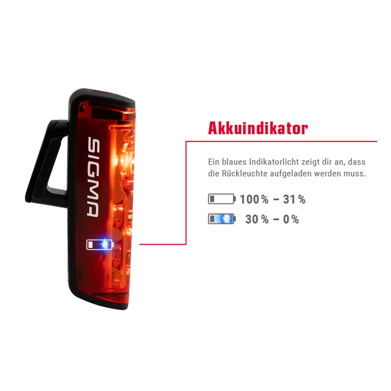 Sigma Blaze LED Rücklicht mit USB und Bremslicht­funktion